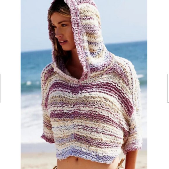 Anthropologie Pilcro NWT Surfnet Kniit Cropped Hooded Hoodie Sweater Bohemian